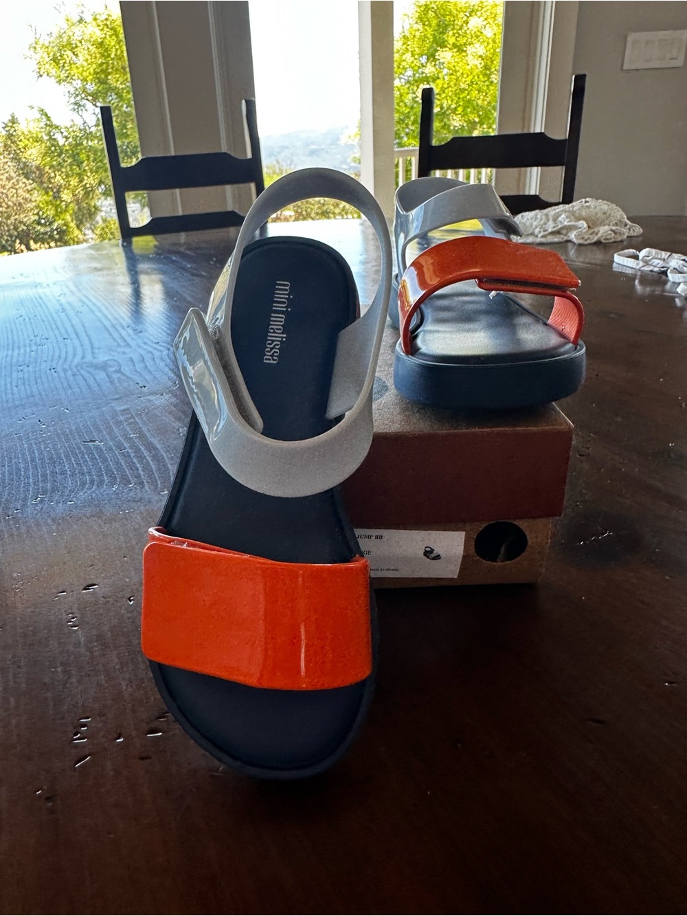 Mini Melissa Kids' Orange and and pale blue Jump Sandals